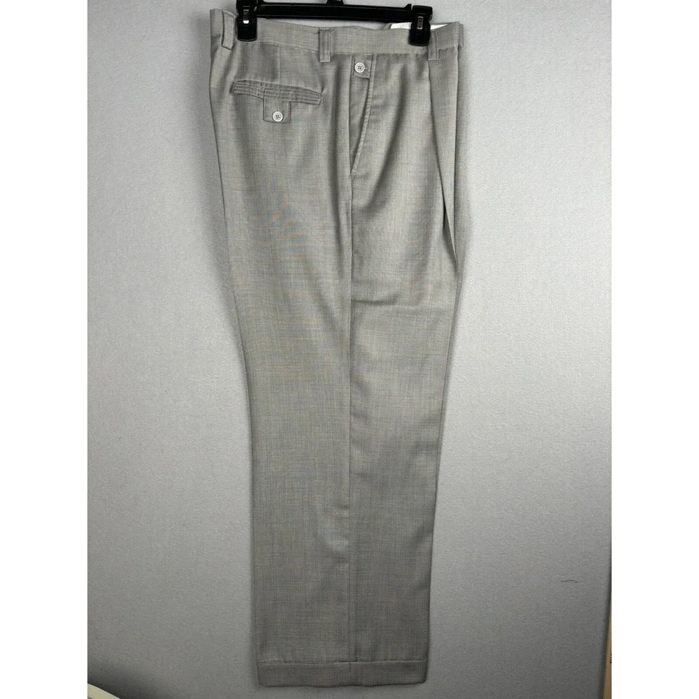 Zacchi Men's Pants 36 Gray Plaid Pleated Front Dress Career Worship Pockets 2890
